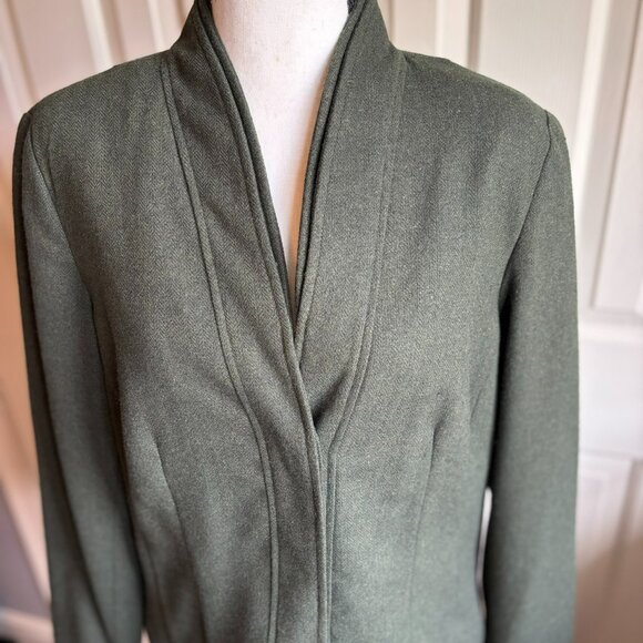 Coldwater Creek Funnel Neck Wool Blend Jacket, Olive Green, Size 14, NWT - Picture 3 of 11